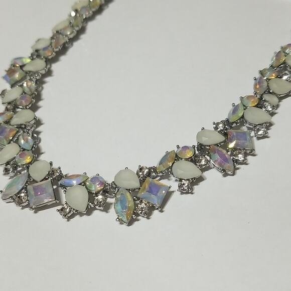 INC International Concepts Silver Crystal Bib Necklace - Picture 2 of 4